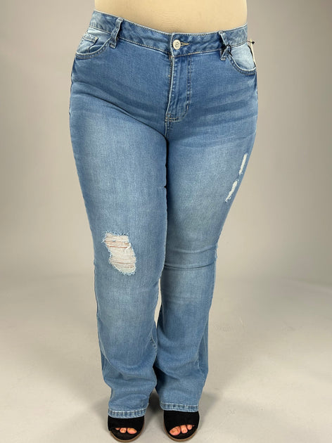 Calças jeans store flare plus size