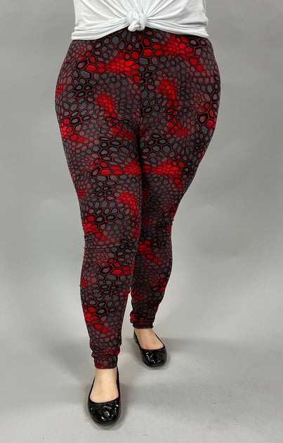 BT-99 {Keeping The Moment} Red/Gray Print Leggings EXTENDED PLUS SIZE –  Curvy Boutique Plus Size Clothing