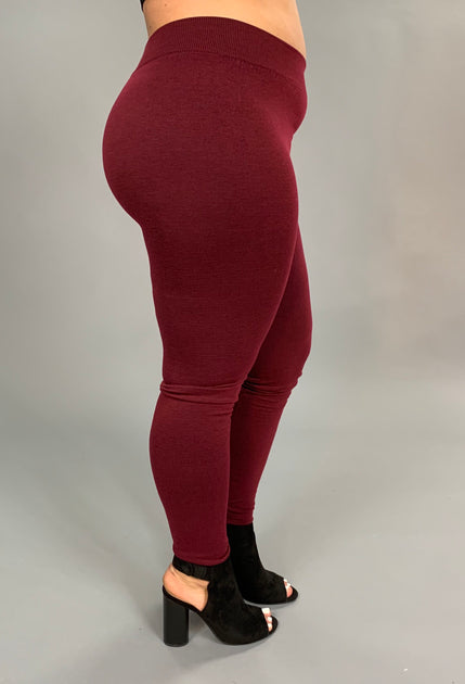 LEG-Q {ROSIO} Burgundy Soft French-Terry Leggings PLUS SIZE – Curvy  Boutique Plus Size Clothing