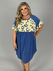 SALE!! 68 CP-E {Can Hardly Wait} BLUE Print Babydoll Dress PLUS SIZE 1X 2X 3X