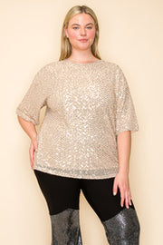 63 SSS {Sweeten The Deal} VOCAL Gold Sequin Design Top PLUS SIZE XL 2X 3X