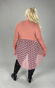 1-36 OT {Sweet Feels} VOCAL Rose Waffle Knit Lace Cardigan  PLUS SIZE XL 2X 3X