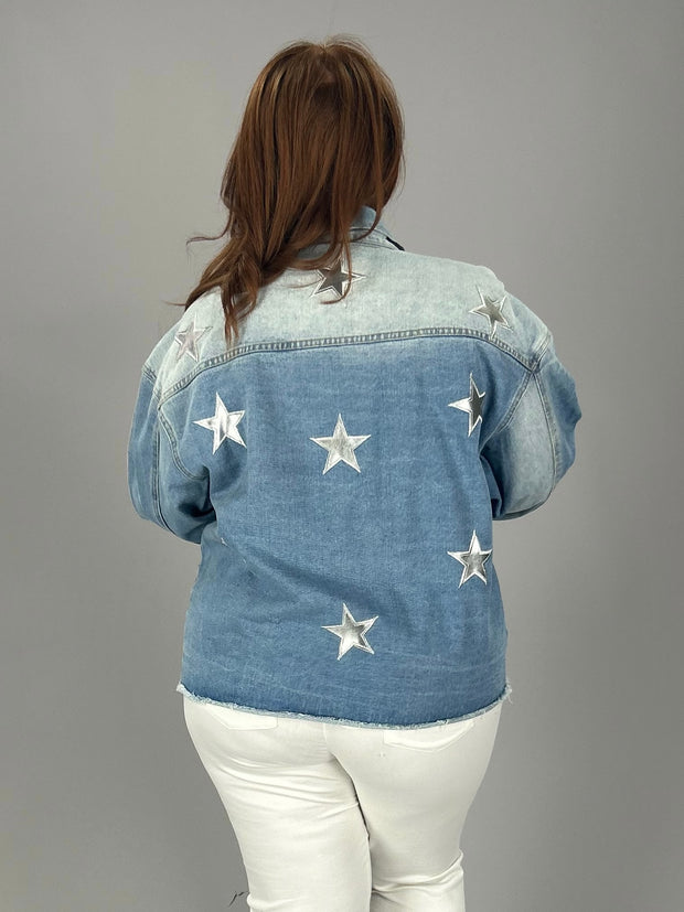 21 OT-D {Seeing Stars} UMGEE Denim Jacket W/Stars PLUS SIZE XL 1X 2X