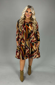 SALE!! 72 PQ {Smoothly Flowing} Brown Swirl Print Dress PLUS SIZE XL 2X 3X