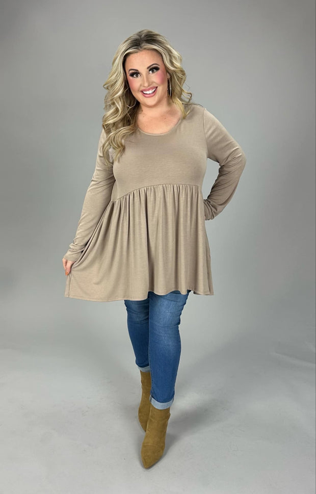 96 SLS-G {Keep It Going} Ash Mocha Babydoll Hi/Low Top PLUS SIZE 1X 2X 3X