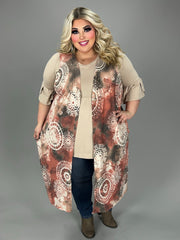 LD {Rodeo Perfection} Rust & Brown Mandala Print Vest CURVY BRAND!!!  PLUS SIZE 1X 2X 3X