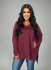 SALE!! 91 SLS {All On You} Dk. Burgundy Melange Jacquard Top PLUS SIZE 1X 2X 3X