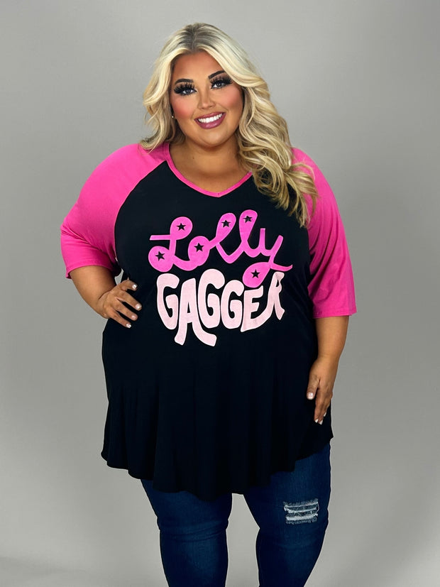 17 GT {Lolly Gagger} Black/Fuchsia Graphic Tee CURVY BRAND!!!!  EXTENDED PLUS SIZE XL 2X 3X 4X 5X 6X (May Size Down 1 Size)