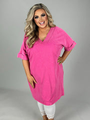 29 SSS {No Limits} Hot Pink V-Neck Dress w/Pockets PLUS SIZE 1X 2X 3X