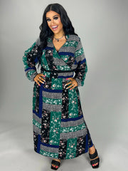 LD-Z  M-109 {City Chic} Green Patchwork Dress Retail $129.00