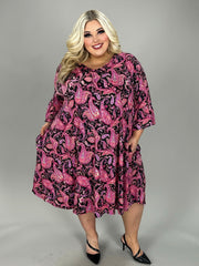 28 PQ {When She Smiles} Black Magenta Paisley Dress EXTENDED PLUS SIZE 4X 5X 6X