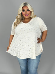 65 PSS {Counting Stars} Peach Metallic Star Print Top EXTENDED PLUS SIZE 3X 4X 5X