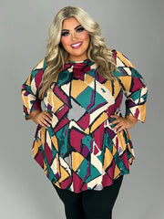 SALE! 26 PQ {When Paths Crossed} Magenta Gold Black Print Top EXTENDED PLUS SIZE 4X 5X 6X