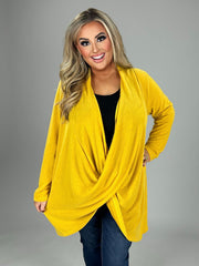 1- 46 SLS {Downtown Dates} Mustard Draped Neckline Tunic PLUS SIZE 1X 2X 3X