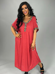 29 CP-B {This Is It} Umgee Burnt Red Leopard Dress PLUS SIZE XL 1X 2X