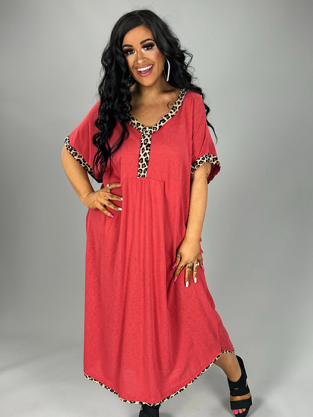 SALE!! 29 CP-B {This Is It} Umgee Burnt Red Leopard Dress PLUS SIZE XL 1X 2X