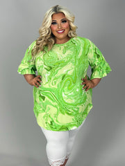 SALE!! 89 PQ {Here To Stay} Lime Green Ribbed Tie Dye Top EXTENDED PLUS SIZE 4X 5X 6X