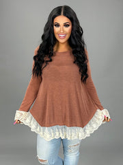 1-1 SD-H {Happy Together} Cinnamon Knit Top with Lace Detail