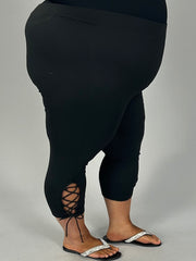 BT-R {Pep In My Step} Black Capri Leggings w/Side Tie CW EXTENDED PLUS SIZE 4X 5X