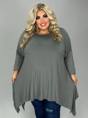 SALE! 26 SQ {Change Your Mind} Grey Asymmetrical Top EXTENDED PLUS SIZE 3X 4X 5X