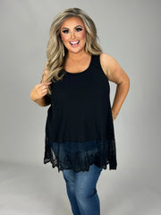 83 SV-X {Live Out Loud} Umgee Black Ribbed Lace Top PLUS SIZE XL 1X 2X