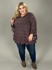 43 PQ {Steal A Moment} Eggplant Printed V-Neck Top EXTENDED PLUS SIZE 4X 5X 6X