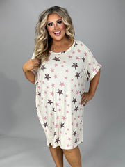 SALE!! 66 PSS-N {Superstar} "UMGEE" White Star Print Tunic PLUS SIZE XL 1X 2X