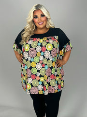 64 CP {Took My Chances} Black Crochet Print Top EXTENDED PLUS SIZE 3X 4X 5X