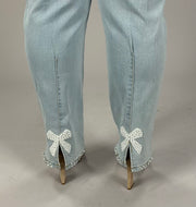 BT {Just The Way It Is} Lt Blue Jeans w/Pearl Embellishments  CW PLUS SIZE 3X 5X