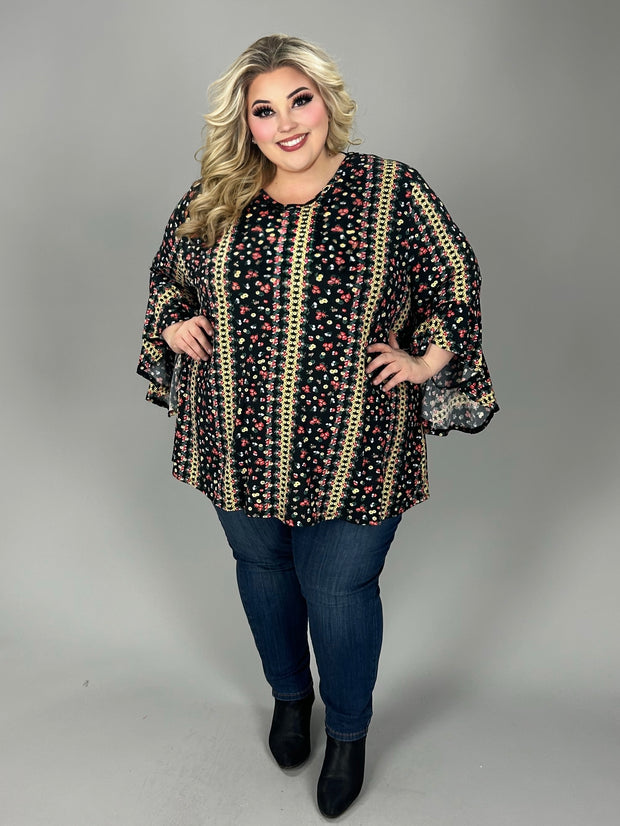 60  PQ {Look At Me} Black Yellow Floral V-Neck Top EXTENDED PLUS SIZE 4X 5X 6X