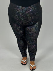 BT-K {Star Dance} Black Holographic Star Print Pants CW EXTENDED PLUS SIZE 3X 4X 5X