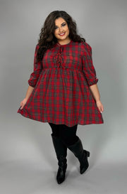 22 PLS {Magic Moments} Red Plaid Tie Front Dress PLUS SIZE 1X 2X 3X