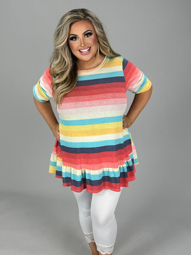 60 PSS {Calling All Colors} Multi-Color Striped Top PLUS SIZE 1X 2X 3X