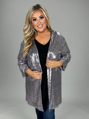 58 OT-Z {Not Shy} Dark Mauve Sequin  Cardigan PLUS SIZE 1X 2X 3X