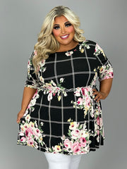 23 PSS {A New View} Black Floral Babydoll Tunic EXTENDED PLUS SIZE 4X 5X 6X