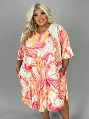 81 PSS {Just For Today} Orange/Fuchsia Tie Dye V-Neck Dress EXTENDED PLUS SIZE 4X 5X 6X