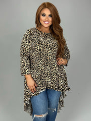 SALE!! 11 PQ-B {My Favorite Place} Leopard Hi/Low Tunic PLUS SIZE XL 2X 3X