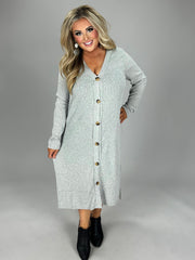 SALE! 23 OT-L {Close To You} H. Grey Ribbed Button Up Duster  PLUS SIZE 1X 2X 3X