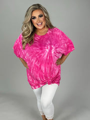 63 PSS {Looks Like Fun} Hot Pink Tie Dye Top PLUS SIZE 1X 2X 3X