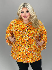 SALE!! 55 PQ {Unique & Interesting} Orange & Yellow V-Neck Tunic EXTENDED PLUS SIZE 4X 5X  6X