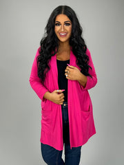 53  OT-A {Love Sick} Fuchsia Light Weight 3/4 Sleeve Cardigan Plus Size XL 2X 3X