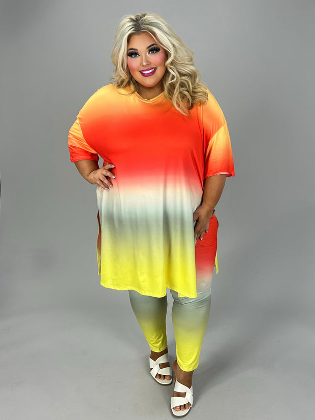 71 SET {Easy Enough} Orange Dip Dye Pant Set CW PLUS SIZE 1X 2X 3X