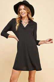 SALE! 73 SQ {Looking At Me} Black V-Neck Collared Dress PLUS SIZE 1X 2X 3X