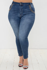 BT {Cute Charisma} VOCAL Denim Acid Washed Jeans w/Pearl Pockets PLUS SIZE XL 2X 3X