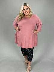 32 SQ {One More Shot} Pink Quarter Sleeve Round Hem Top EXTENDED PLUS SIZE 3X 4X 5X