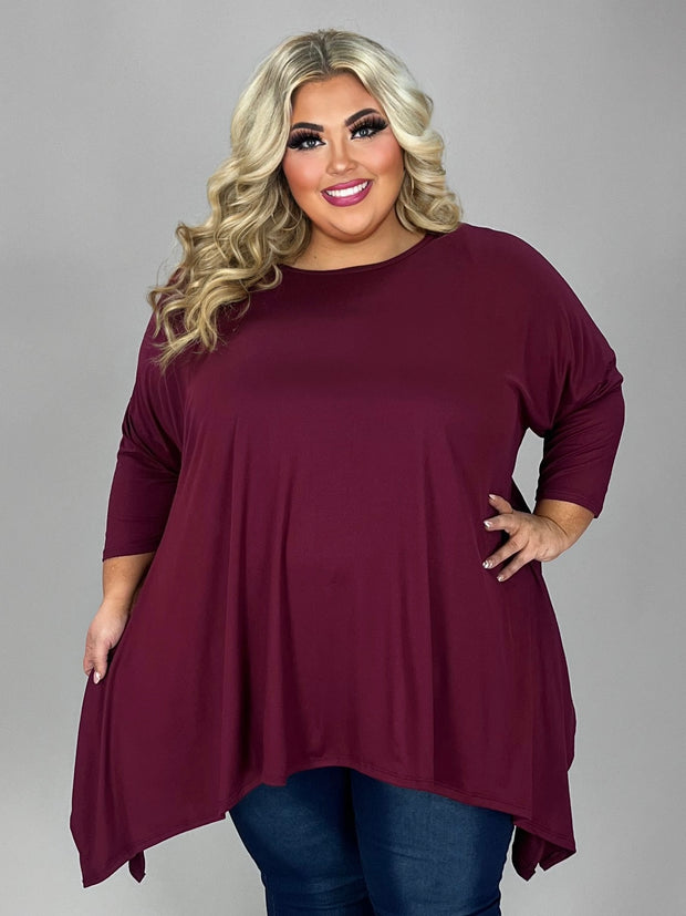 1-25 SQ {Change Your Mind} Wine Asymmetrical Top EXTENDED PLUS SIZE 3X 4X 5X