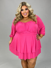 SALE!! 99 RP-B {On A Journey} Fuchsia Smocked Romper w/Belt  CURVY BRAND!!!  EXTENDED PLUS SIZE 2X 3X 4X 5X