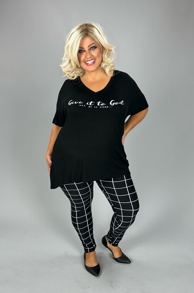 LEG-R {On Another Page} Black Checkered Leggings EXTENDED PLUS SIZE 3X/5X