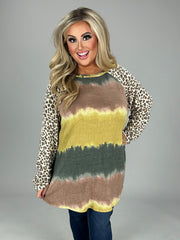 48 CP {Enjoy The Difference} Mustard Stripe & Leopard Top PLUS SIZE 1X 2X 3X