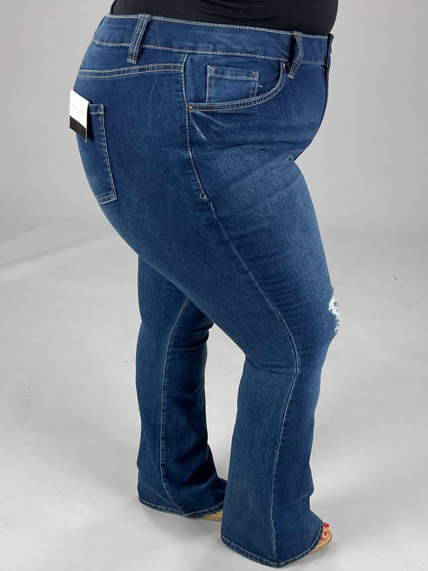 BT-P {YMI} Dark Indigo Distressed High Rise Flare Jeans PLUS SIZE 14 1 –  Curvy Boutique Plus Size Clothing